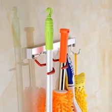 Factory Hot Sales Multi-functional Alumimum Mop Broom Dishcloth Rack with Hook Balcony Bathroom 2 Drag 2 Hanging