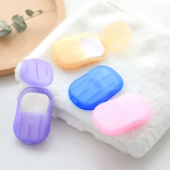 

30^20pcs/set Soap Tablets Storage Box Mini Hand-washing Soap Paper Outdoor Business Trip Travel Disposable Portable