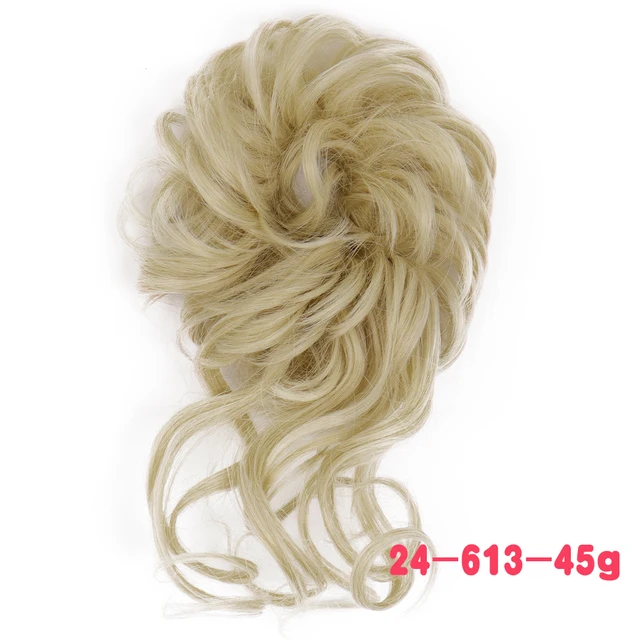 MERISIHAIR Synthetic Girls Curly Scrunchie Chignon With Rubber Band Brown Gray Hair Ring Wrap On Messy Bun Ponytails M-24-613