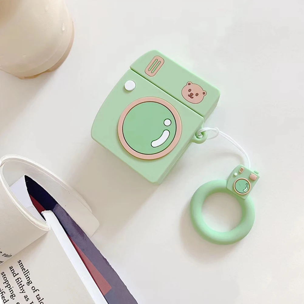 Green color Милый 3D мультяшный наушник чехол для Apple Airpods 2 1 камера шаблон Силиконовый противоударный защитный чехол сумка для хранения Air Pods - Цвет: Green color