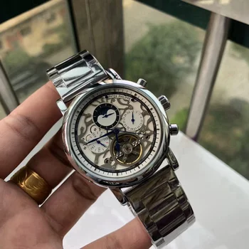 

Patek- Philippe- New Automatic Mechanical Men Watch Silver Blue Stainless Steel Transparent Sapphire Glass AAA Glide Watches 456