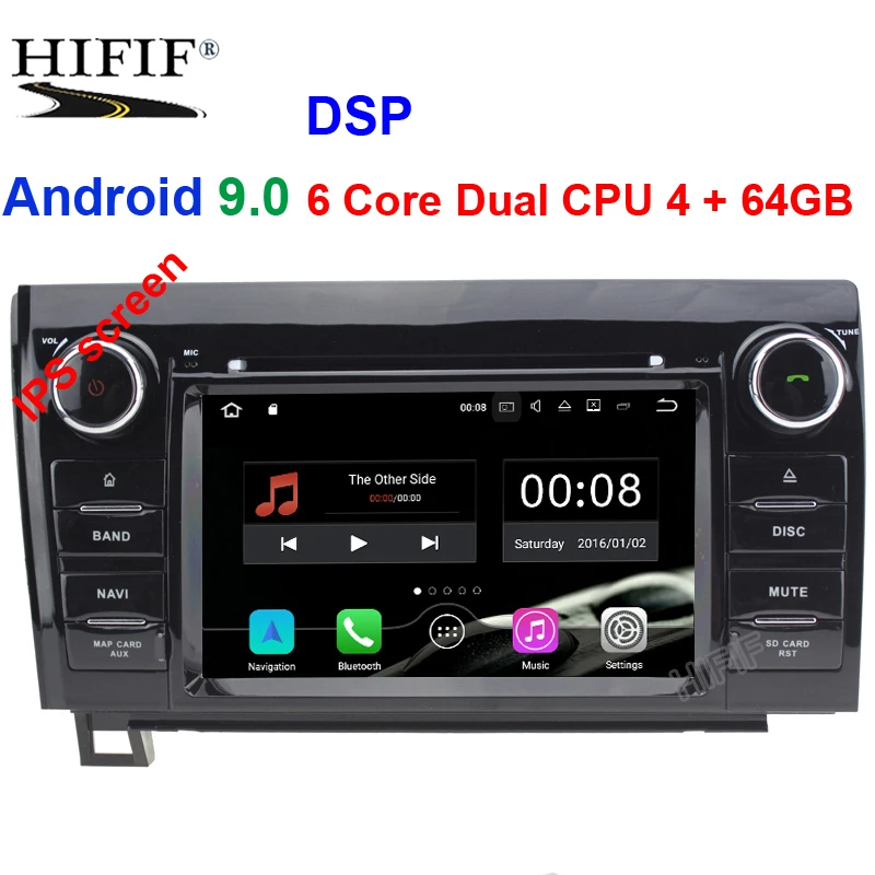 Ips 7 дюймов 6 ядер Android 9,0 4G ram 64G rom 2din автомобильный dvd gps плеер для Toyota Tundra Sequoia стерео радиокамера dvd-плеер RDS BT