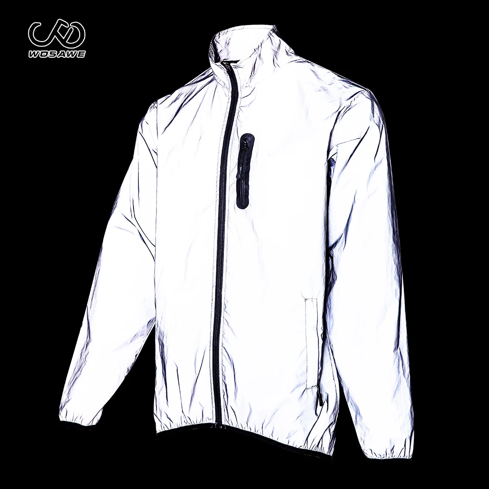 

WOSAWE Winter Autumn Men's Cycling Full Reflective Jacket Night Glowing Bomber Running Windproof Rainproof Warm Windbreaker