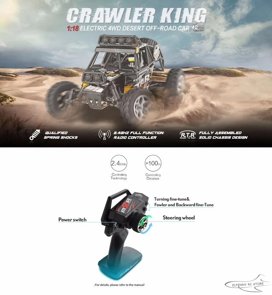 WLtoys 18428-B RC машинки 1:18 Масштаб MODE2 2,4G 4WD RC внедорожный автомобиль гусеничный с четырехколесной независимая система подвески ZLRC