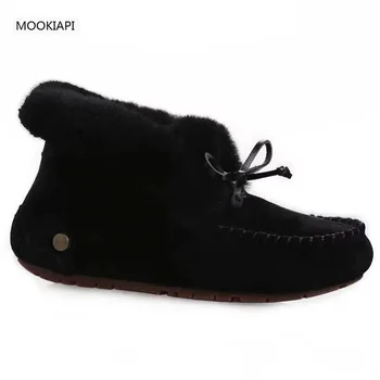 

2019 China's latest short tube lace up snow boots, real sheepskin, 100% natural wool, high quality women's shoes, 6 colors