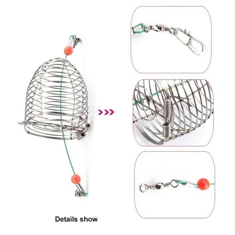 Fishing Accessories Fish Small Stainless Steel Bait Cage Basket Feeder Holder Fishing Lure Cage