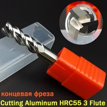 Fresa de aleación HRC55 para aluminio y cobre, 3 ranuras, 4mm, 5mm, 6mm, 8mm, 12mm, Cnc, 1 unidad