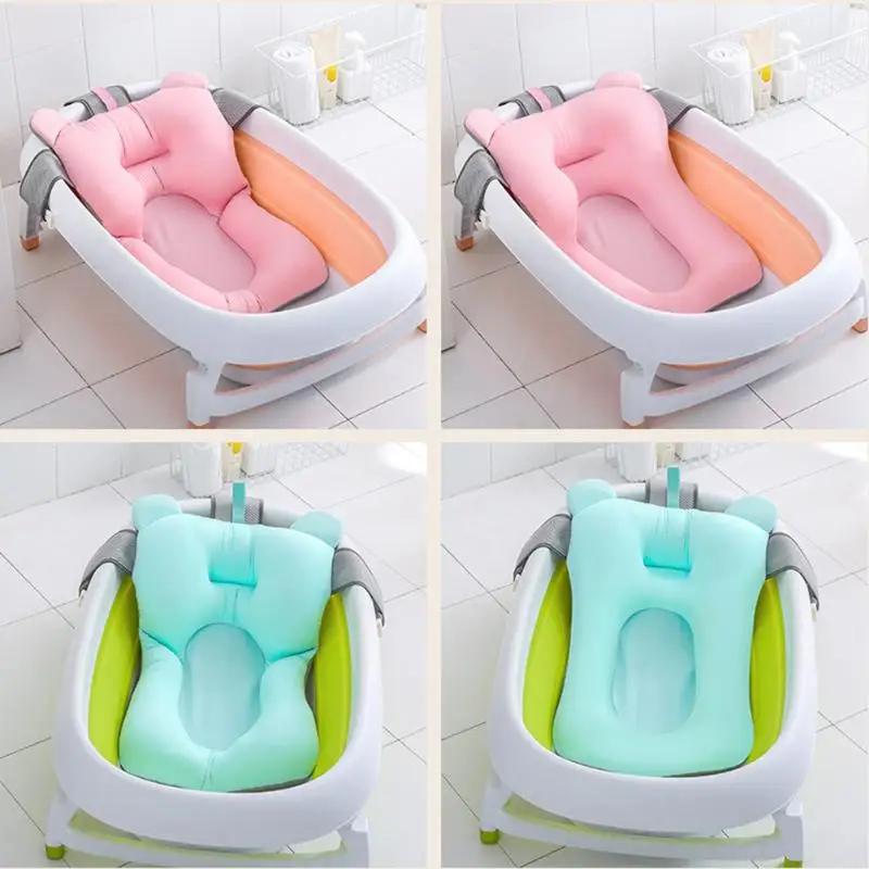 Baby Shower Bath Tub Pad Non-Slip Bathtub Seat Support Mat Newborn Safety Security Cushion Foldable Soft Pillow |