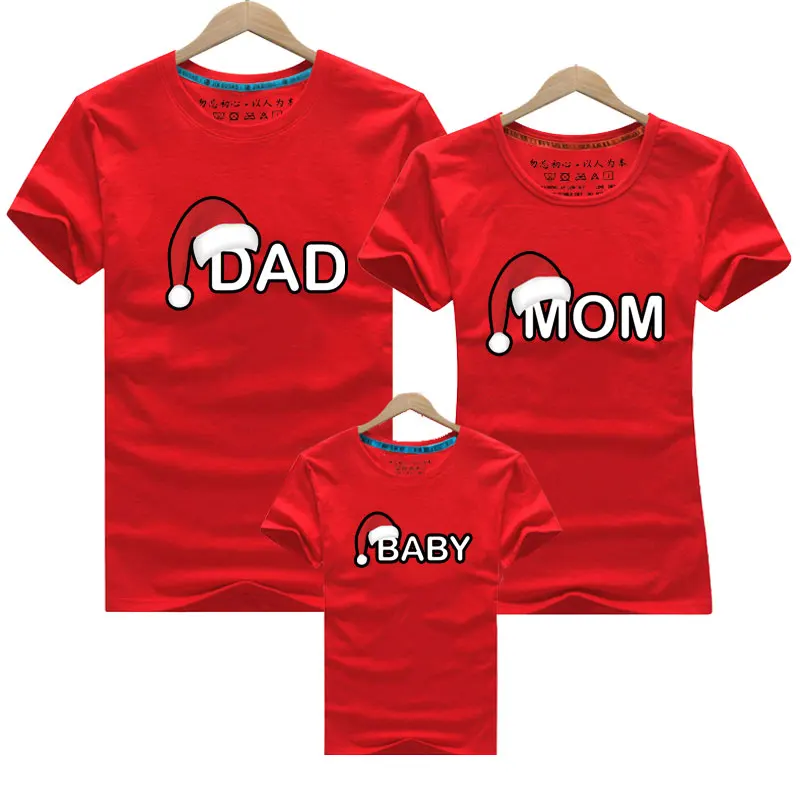 Рождественская футболка для папы, мамы и ребенка; одежда для всей семьи; Одинаковая одежда для мамы, дочки, папы и сына; рубашка для мамы и меня - Цвет: Red