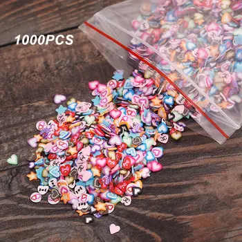 

Nail Art Jewelry Fruit Piece Feather Mixed Soft Pottery Beauty Tools Patch 1000 Pieces Nails Accessories Sticker