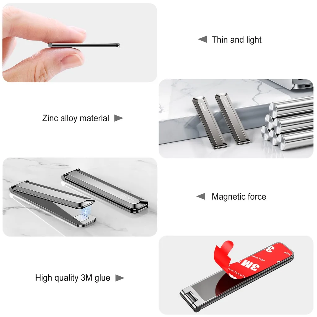 Mini-Handyhalterung für iPhone 17 16 15 Pro Max Xiaomi – Unsichtbarer, tragbarer, faltbarer Aluminiumständer für den Desktop – Handy-Zubehör – Detail 4