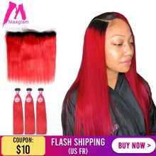 Best Price brazilian human hair extension straight bundles with frontal ombre colored T1B Red weave 30 inch for black women remy hd full Best Price brazilian human hair extension straight bundles with frontal ombre colored T1B Red weave 30 inch for black women remy hd full
