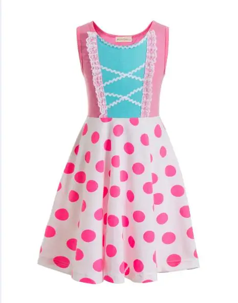 История игрушек 4 Бо костюм Бо Пип для детей Бо Пип платья для детей день рождения платья принцесса горошек Бо костюм Бо Пип - Цвет: Розово-красный