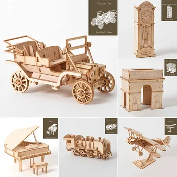 

New Arrival 1pc Children Wooden 3D Model Building Blocks Assembly Puzzles Kids Educational Toys