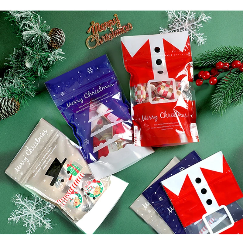

100pcs/lot- Resealable Zip-lock Stand up type Christmas Gift Packaging bag