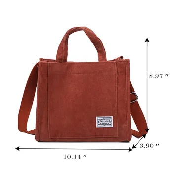 

Women Corduroy Zipper Shoulder Bag Small Cotton Canvas Handbag Casual Tote Female Crossbody Bag Vintage Messenger Bags