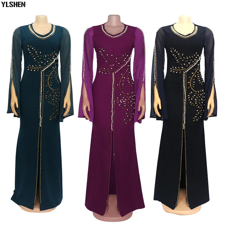 African Dresses for Women Dashiki Diamond Robe Africaine Femme 2020 Africa Dress African Clothes Long Maxi Evening Party Dress 01