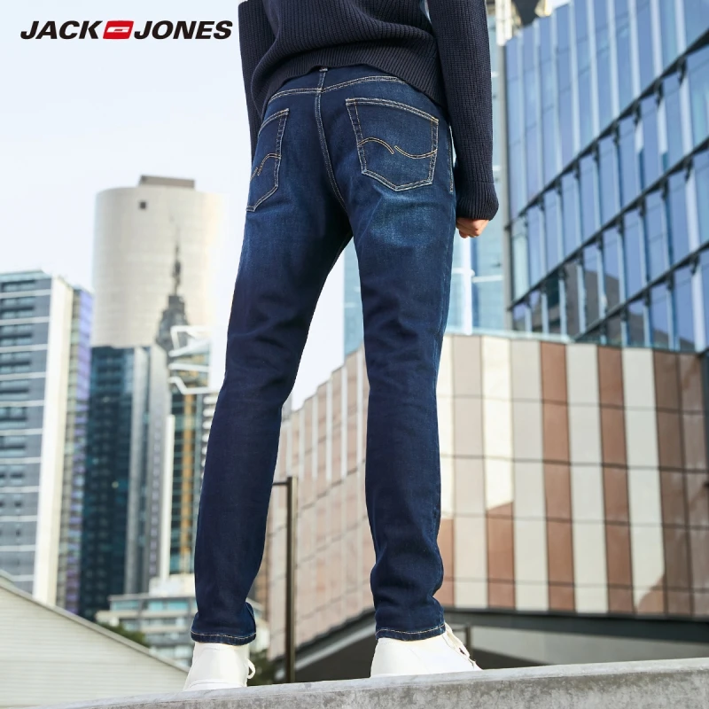 JackJones мужские зимние хлопковые Стрейчевые джинсы, теплые джинсовые штаны, мужская одежда 219332548