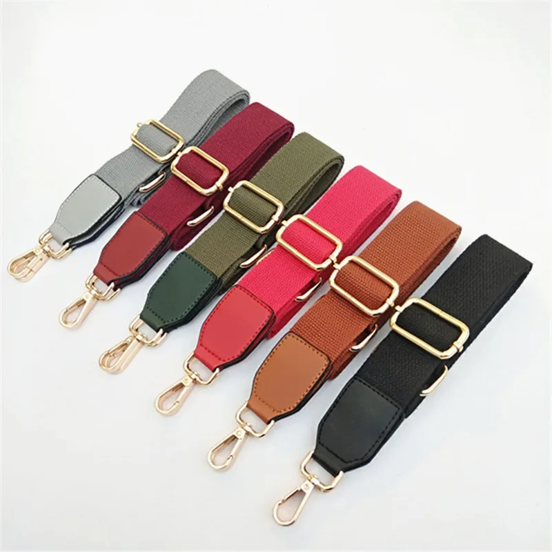 

HJKL pure color cotton woven belt with pu leather long shoulder belt adjustable single-shoulder slant shoulder bag accessories