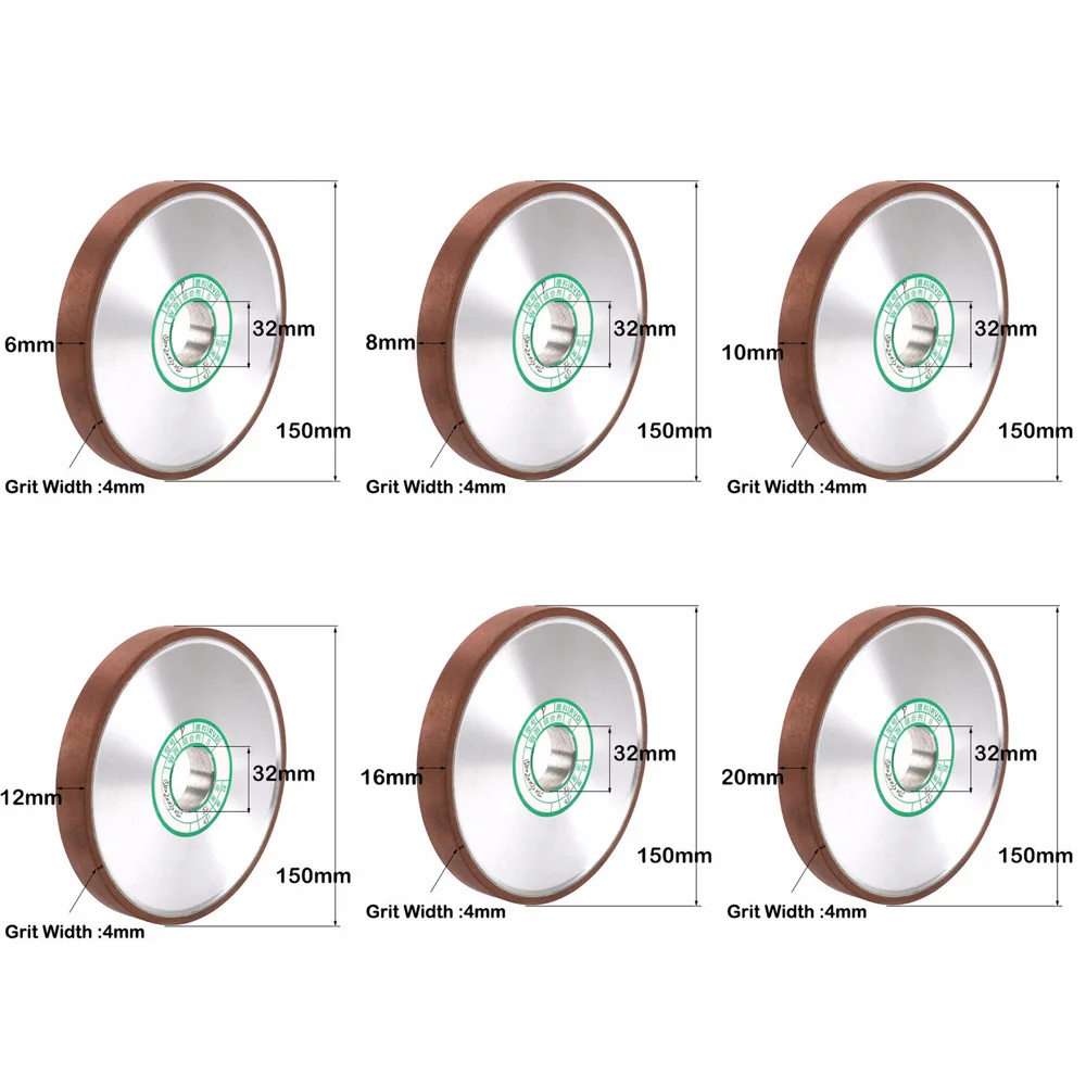 1x150 мм(6 дюймов) Смола алмазный шлифовальный диск твердосплавные фрезы металлическая шлифовальная машина 5/" отверстие колеса мульти инструмент 150 грит 6/10/16/20 мм