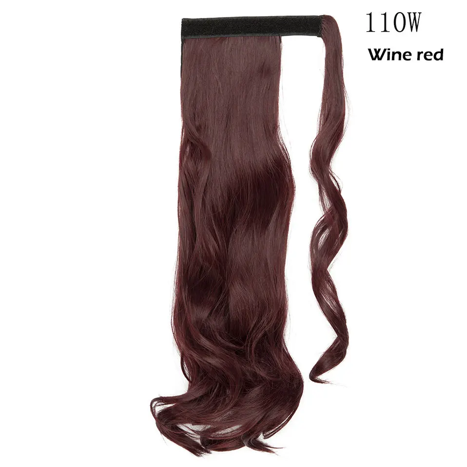 wine red S-noilite 1" /24"/2" длинный зажим в конский хвост наращивание волос обернуть вокруг конский хвост Синтетический поддельный хвост шиньон для женщин - Цвет: wine red