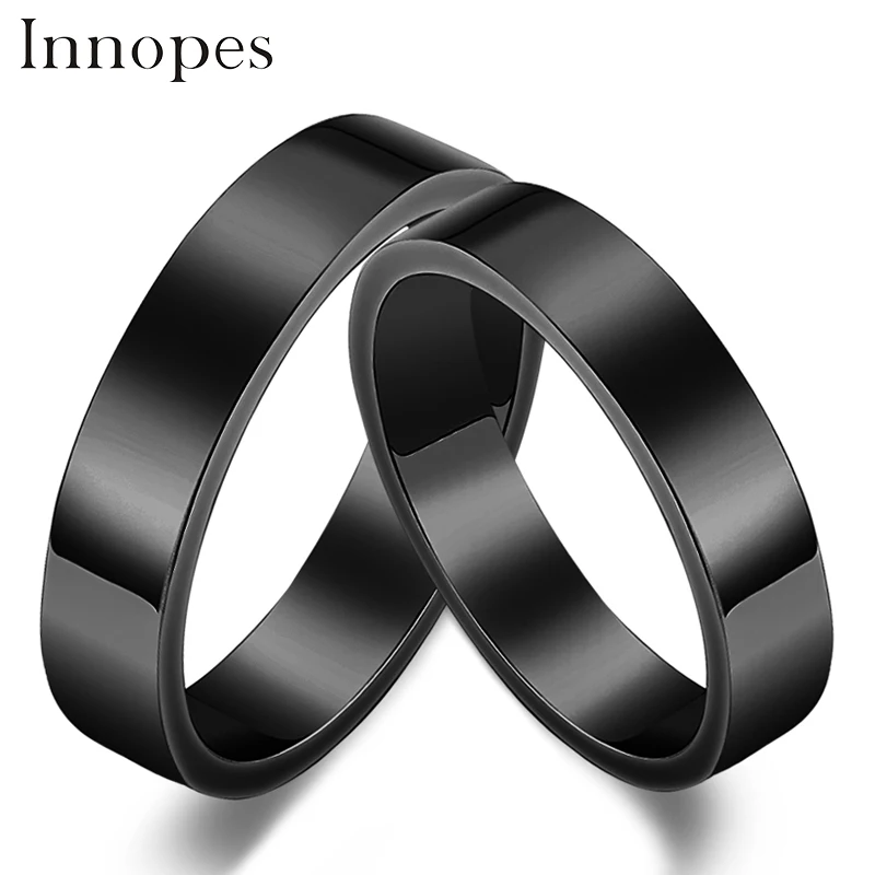 Innope простые черные золотые кольца для мужчин и женщин из нержавеющей