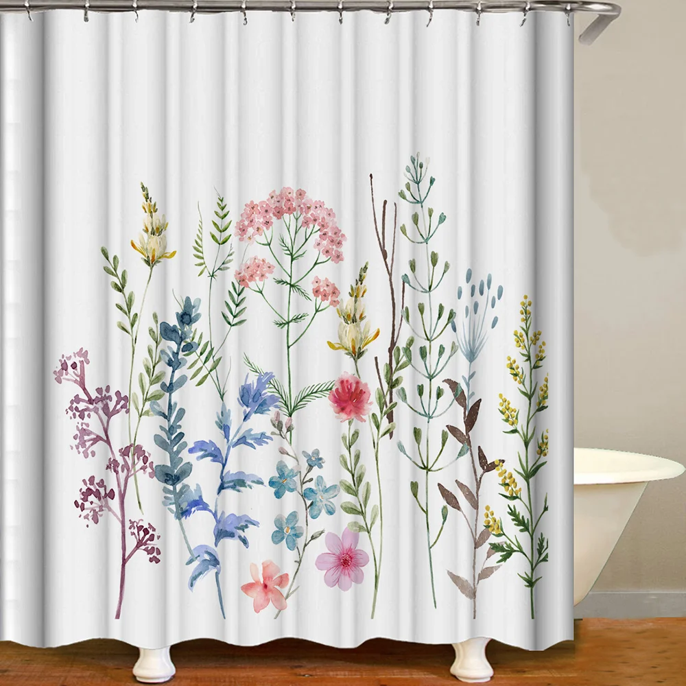 Style 1 7" x 71" занавеска для душа цветы деревья печать затемненные занавески s водонепроницаемый плесени-доказательство занавески для ванной домашние изделия для ванной комнаты - Цвет: Style 1