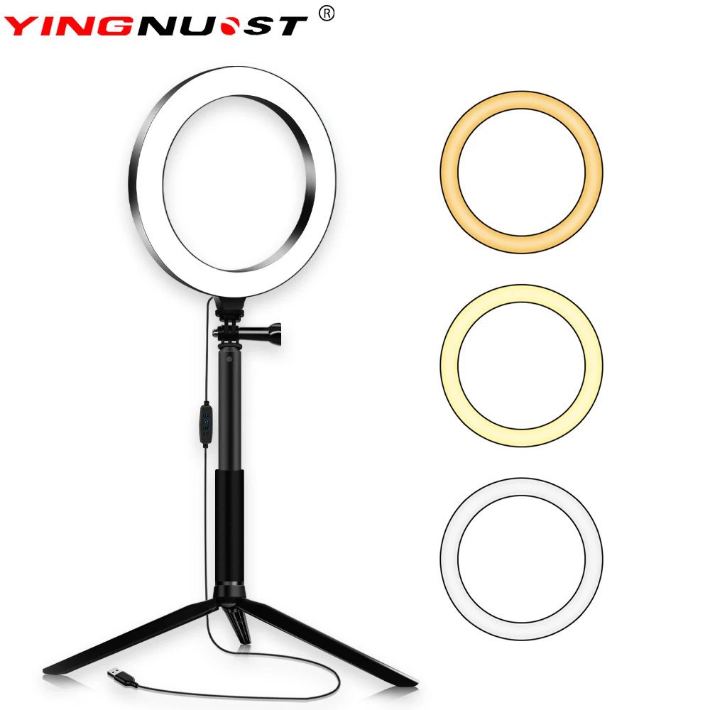 Goede 8 inch 20 cm LED Ring licht met Selfie Stick voor Tiktok Video   Make Up, draagbare Verlichting met Mobiele Telefoon Houder Desktop LED Lamp