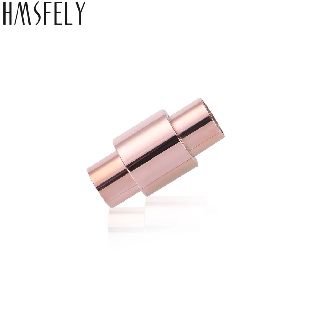 Rose Gold HMSFELY 6 мм Размер отверстия Магнитная застежка покрытие розовое золото черный 316L нержавеющая сталь магнитные пряжки кожаный браслет аксессуары - Цвет: Rose Gold