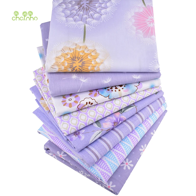 8 шт./лот хлопковая ткань Chainho Twill фиолетовая Цветочная Лоскутная Ткань для сделай