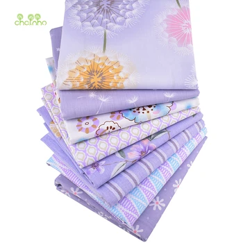 

8Pcs/Lot, Chainho Twill Cotton Fabric Purple Floral Patchwork Cloth For DIY Quilting Sewing Baby&Children Sheets Dress Material