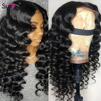 

Sunya Indian Deep Wave 13x4 Lace Front 100% Human Hair Wigs For Women 13x6 Lace Frontal Wig 8-26 Inch PrePlucked Remy Hair