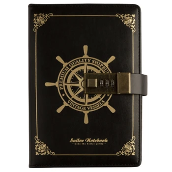 

B6 Vintage Notepad Notebook Diary Daily Memos Planner Agenda Notebook Pu Leather Sketchbook with Lock Office Student Password Bo