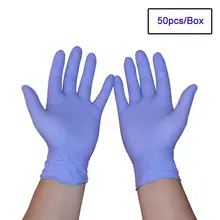 50 шт./упак. фиолетовые одноразовые нитриловые перчатки " Длина для стоматологического медицинского использования пищевой процесс татуировки защитные перчатки