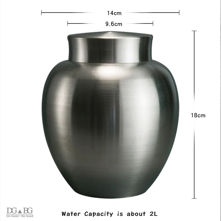 Чистый оловянный пепел урна для любимых похорон Кремация Мемориал двойная крышка Уплотнение урн Зари или дисплей дома