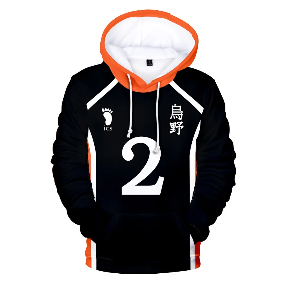 Костюм для косплея Аниме Haikyuu Karasuno худи с 3D принтом мужские толстовки свитшоты