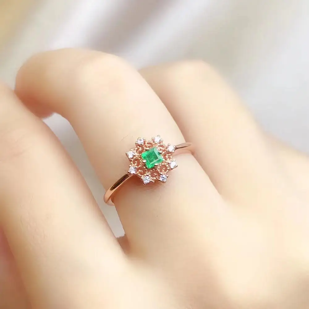 

2019 hot sale boutique jewelry 925 sterling silver Natural emerald female ring support test