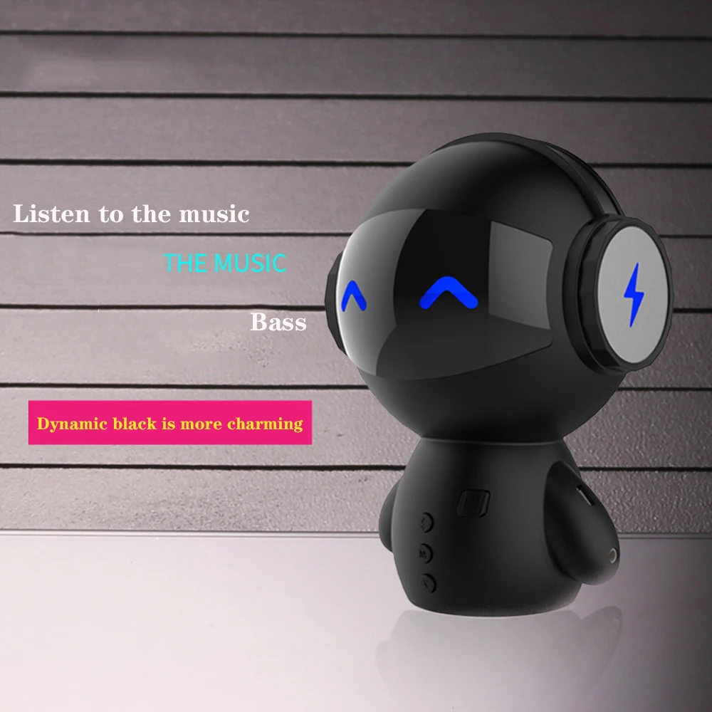 

Mini Cartoon Robot Bluetooth Speaker Wireless Stereo Handsfree Power Bank Microphone Support AUX TF MP3 Player USB Fan For Lover
