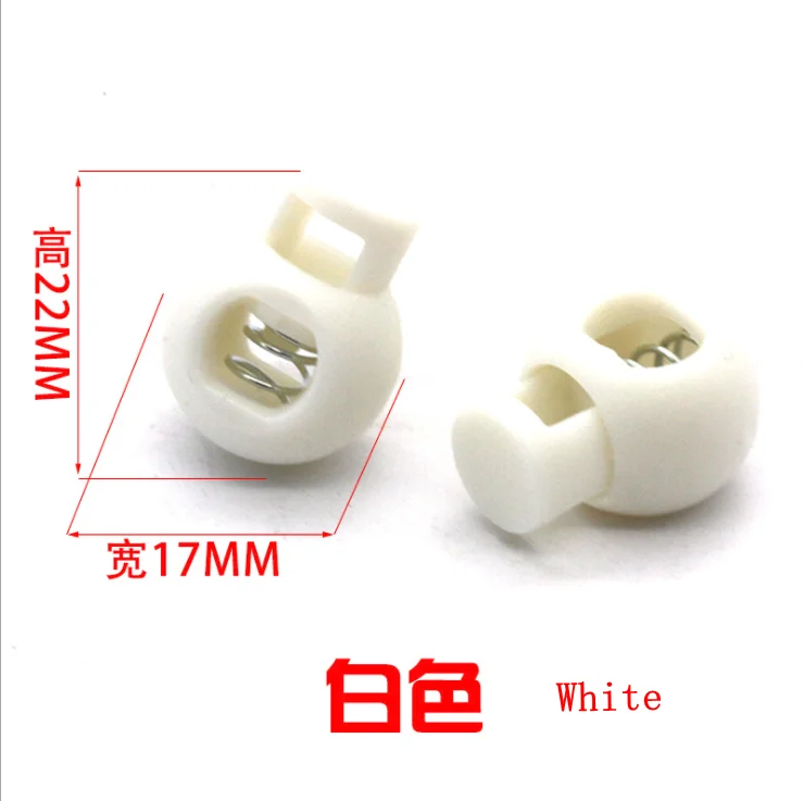 White 60 шт./партия 25 цветов пластиковые цветные круглые шаровые Блокировка шнура пружинный фиксатор для 8 мм амортизационный шнур K-355 - Цвет: White