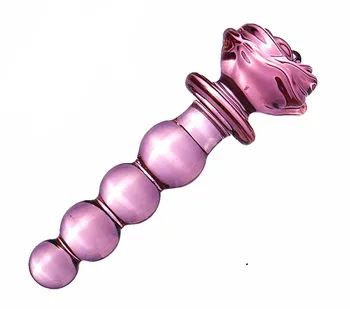 Crystal Rose Penis Glass Men's Women's G-spot Anal Anal Plug Beads Masturbation Erotic Expander Adult Sex Toy Products Prostate 5