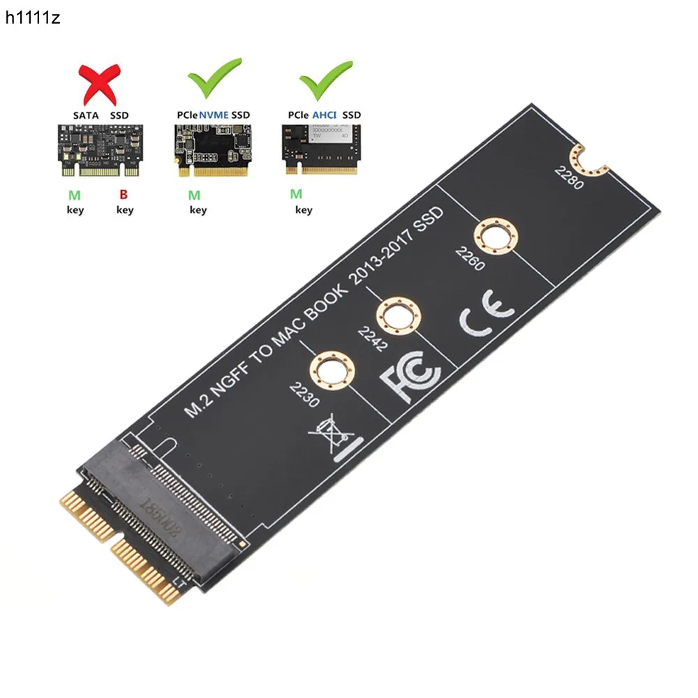 Tarjeta adaptadora M.2 NVME SSD para MacBook Air Pro Retina, Kit actualizado para A1465, A1466, A1398, A1502, NVME/AHCI, 2013-2017
