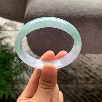 

zheru jewelry natural Burmese jade 54-64mm light color two-color bracelet elegant princess jewelry gift for mother to girlfriend