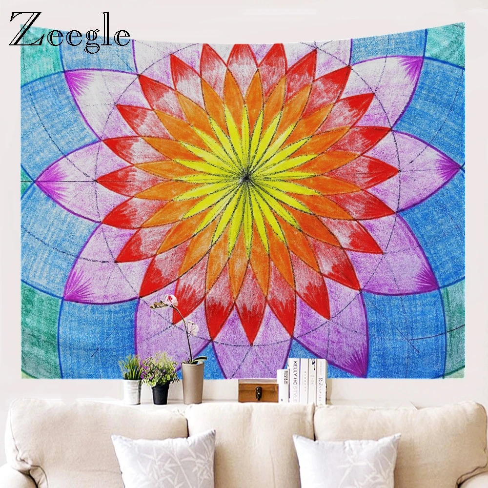 Zeegle Pattern Wall Tapestry Office Decoration Wall Hanging Blanket Picnic Mat Polyester Beach Towel Hippie Tapestries