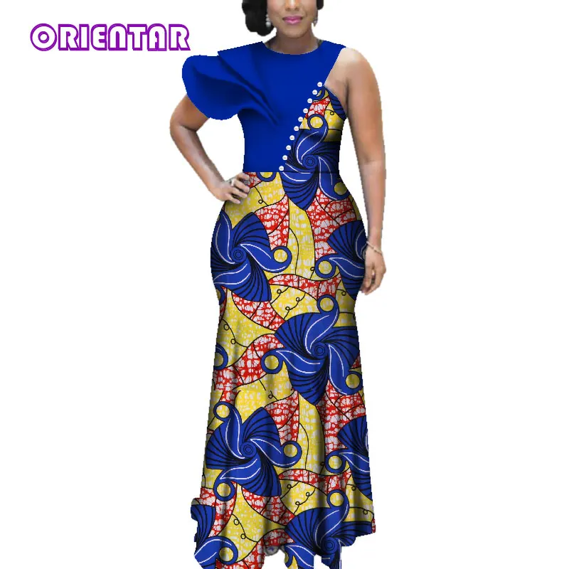 Африканские платья для женщин Африканский Воск Принт Базен Riche Дашики длинное платье Леди Элегантное свадебное платье Африка Макси WY3619 - Цвет: 19