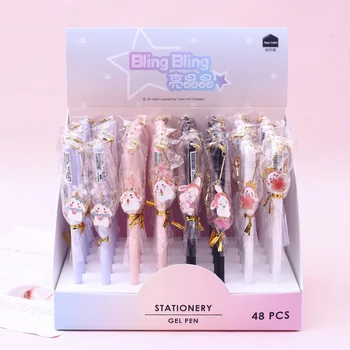

48pcs Kawaii Gel Pens Strawberry rabbit black gel ink pens for writing Cute stationery office school supplies 0.5mm