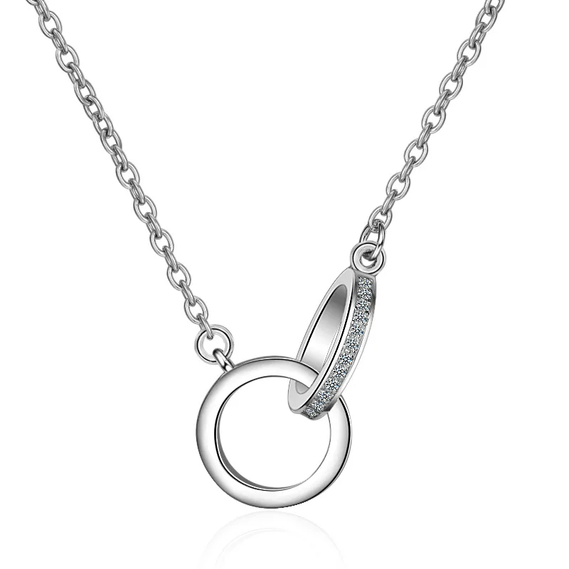 

DE42 Long zircon necklace Simple micro-set pendant necklace Korean version of jewelry foreign trade sterling silver necklace