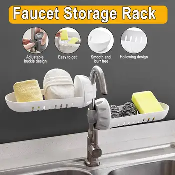 

Kitchen Sink Faucet Sponge Soap Cloth Drain Rack Storage Organizer Holder Shelf Kitchen Gadget Holder Storage