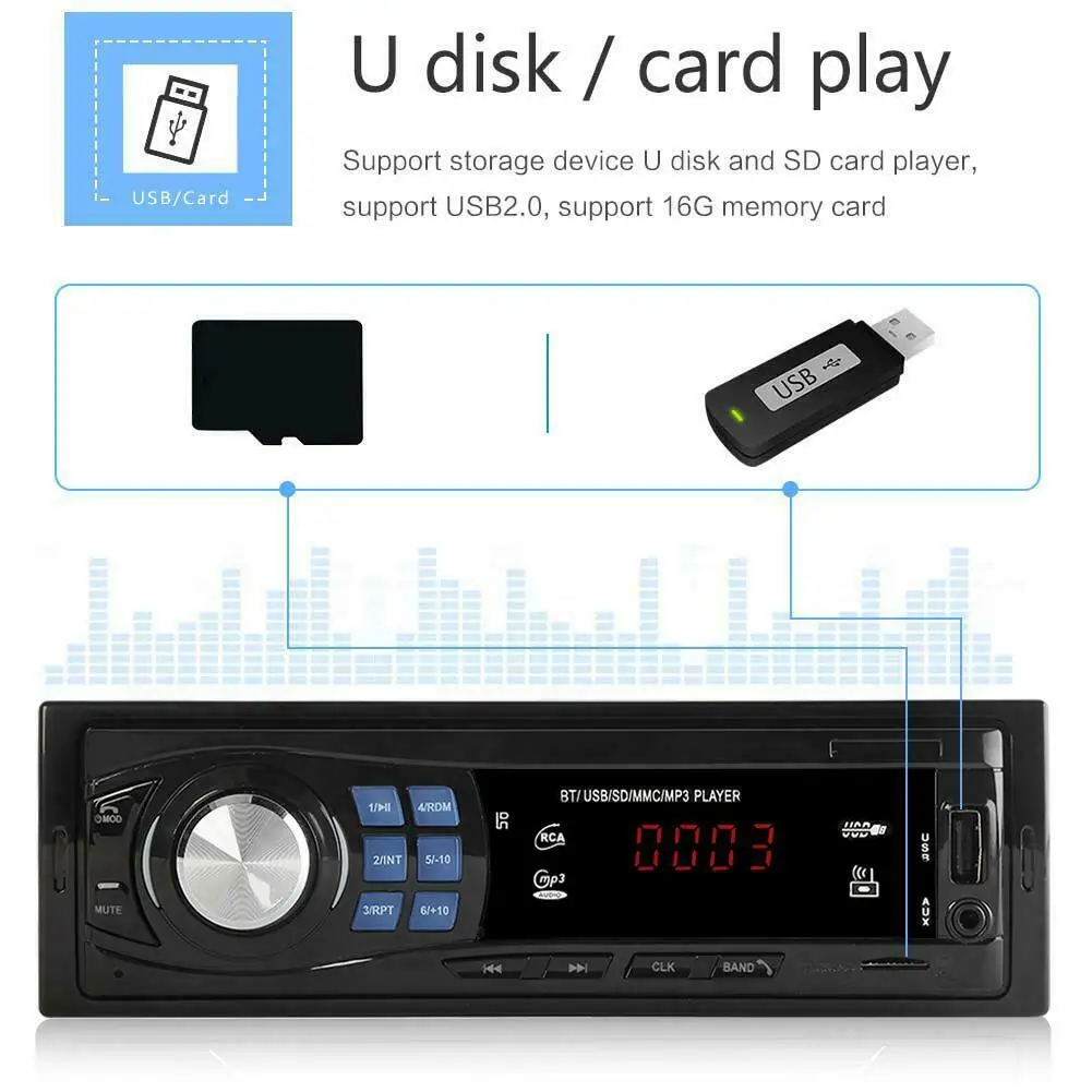 Автомагнитолы, автомобильный fm-плеер, автомагнитола, Bluetooth, стерео плеер, MP3/USB/SD/FM, новинка