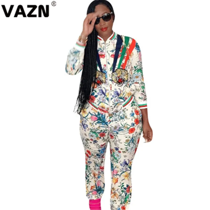 VAZN MNL039 Высокое качество Повседневная Удобная офисная одежда с длинным рукавом MLB длинные штаны повседневные спортивные костюмы Тонкий женский комплект из 2 предметов