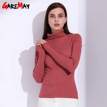 

Turtleneck Pullover Women Knitted Sweaters Female Autumn 2018 Thin Pull Femme Long Sleeve Jumper Knitwear Sweater Women GAREMAY